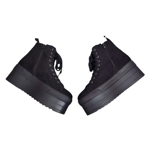 Lamoda Dolls Kill Womens Size 10 Chunky Platform Sneaker Shoes Black Faux Suede - Picture 1 of 11